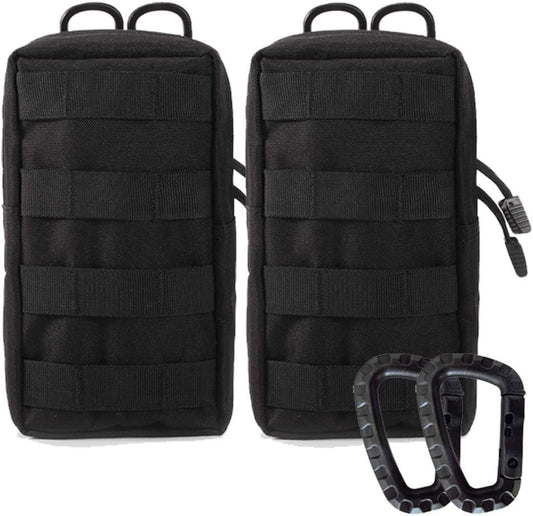 2 Pack Molle Pouches - Tactical Compact Water-Resistant Utility Gadget Gear EDC Pouch Hanging Waist Bags Black V1259-DP01-A-5413