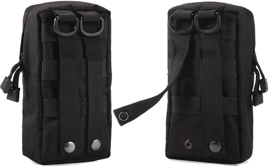2 Pack Molle Pouches - Tactical Compact Water-Resistant Utility Gadget Gear EDC Pouch Hanging Waist Bags Black V1259-DP01-A-5413