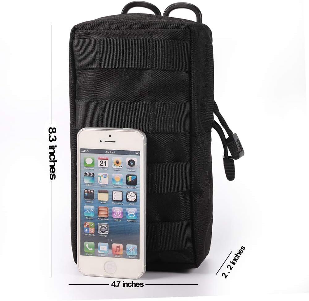 2 Pack Molle Pouches - Tactical Compact Water-Resistant Utility Gadget Gear EDC Pouch Hanging Waist Bags Black V1259-DP01-A-5413