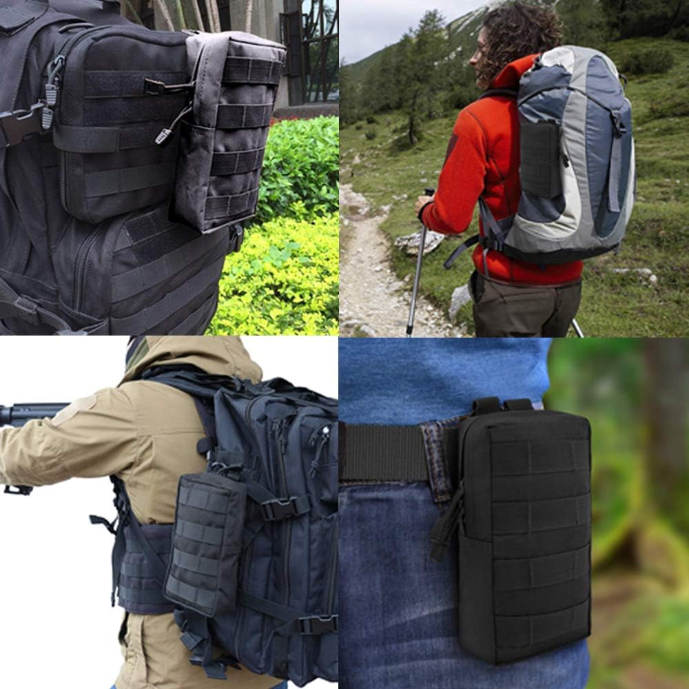 2 Pack Molle Pouches - Tactical Compact Water-Resistant Utility Gadget Gear EDC Pouch Hanging Waist Bags Black V1259-DP01-A-5413