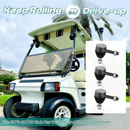 Ball Joint Kit,Set of (3) Tie Rod End with grease fitting Fits for Club Car DS Golf Carts (1976-2008) - V1259-DP01-A-5416