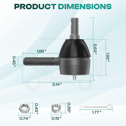 Ball Joint Kit,Set of (3) Tie Rod End with grease fitting Fits for Club Car DS Golf Carts (1976-2008) - V1259-DP01-A-5416