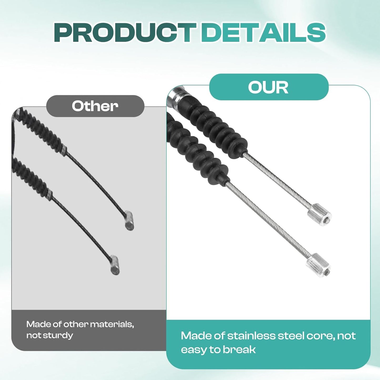 Club Car DS Brake Cable Kit Stainless Steel Core 2000-Up 102022101 Driver & Passenger Side Cables - V1259-DP01-A-5420