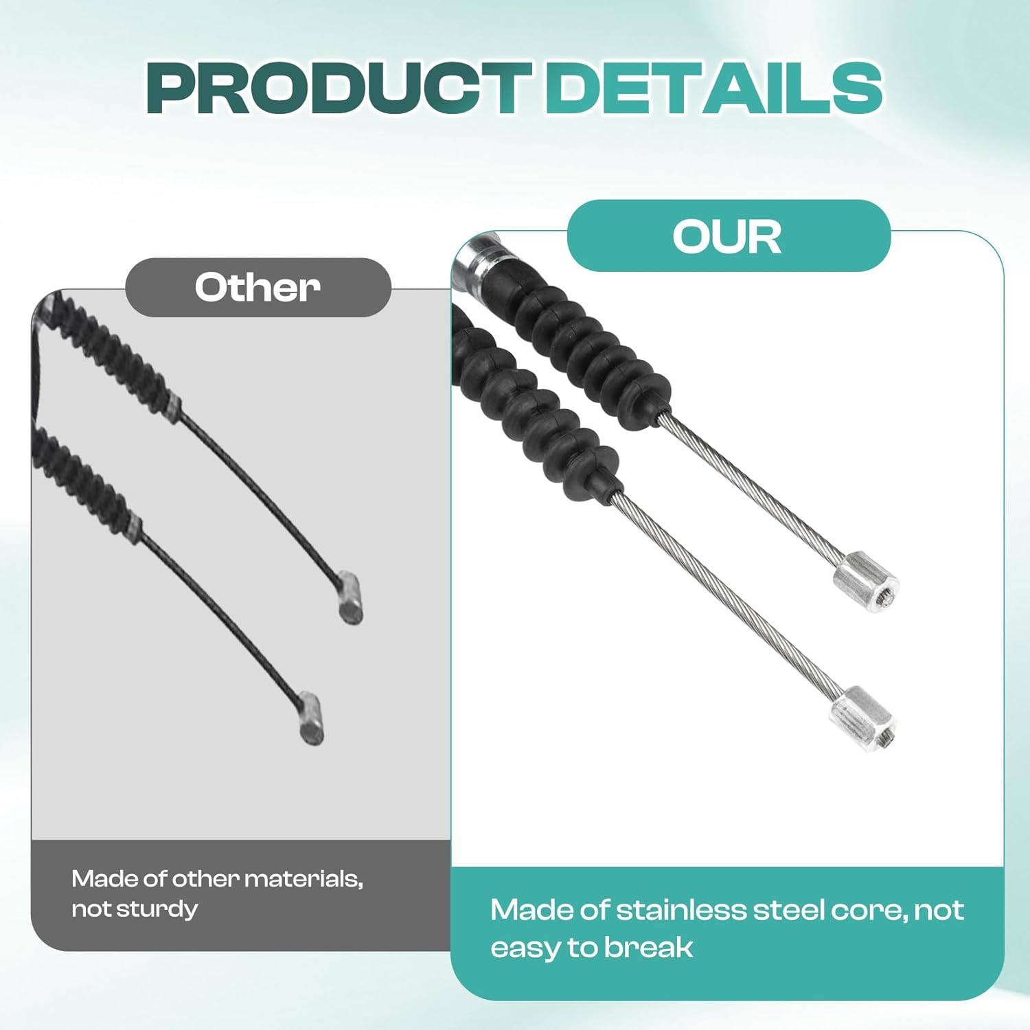 Club Car DS Brake Cable Kit Stainless Steel Core 2000-Up 102022101 Driver & Passenger Side Cables - V1259-DP01-A-5420