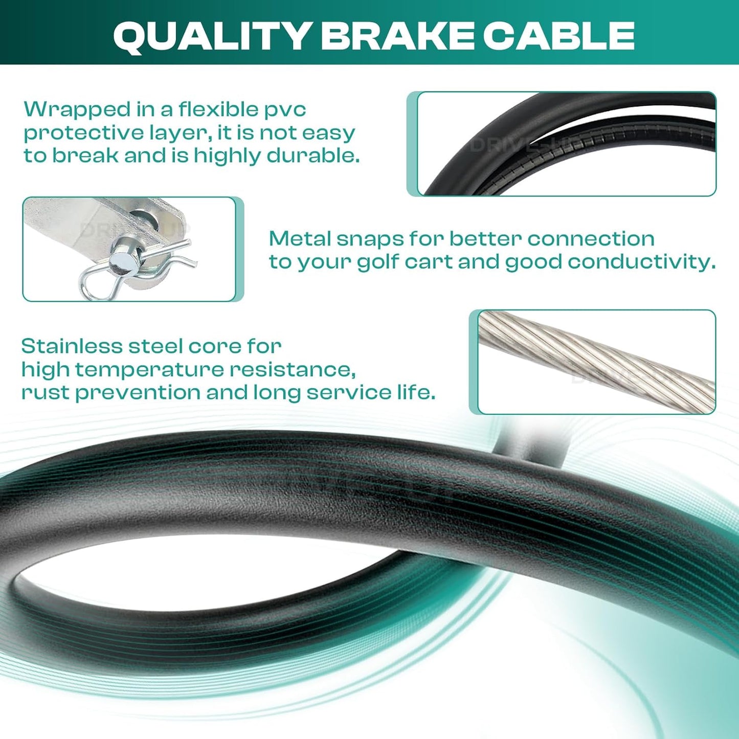 2PCS Club Car Precedent Brake Cable Stainless Steel Core Driver & Passenger Side 2004+ G&E Golf Cart - V1259-DP01-A-5424