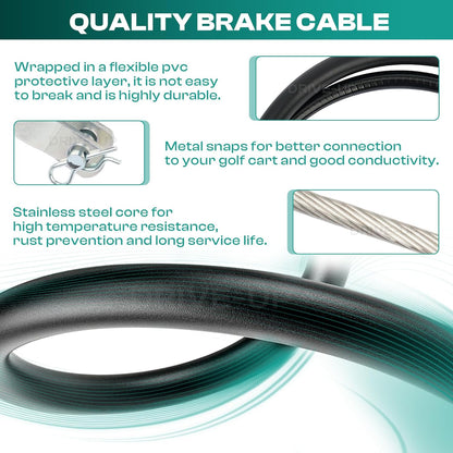 2PCS Club Car Precedent Brake Cable Stainless Steel Core Driver & Passenger Side 2004+ G&E Golf Cart - V1259-DP01-A-5424