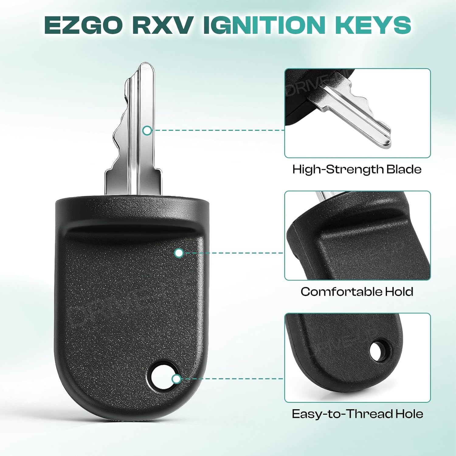 Golf Cart Ignition Keys Suitable for 2008-Up EZGO RXV, 10 PCS - V1259-DP01-A-5425