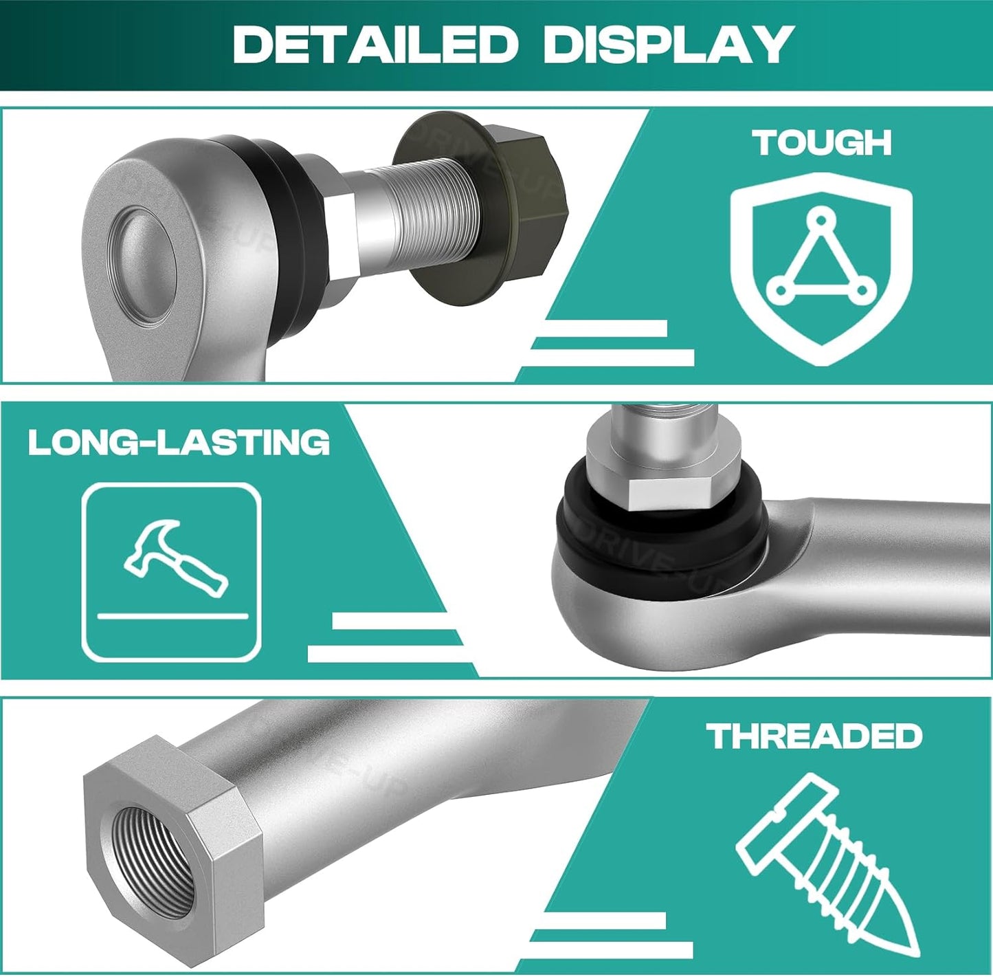 Club Car Tie Rod Ends, Precedent End Set Fits for 2004-Up and Tempo 2018-Up Gas or Electric Golf Carts, OEM V1259-DP01-A-5433