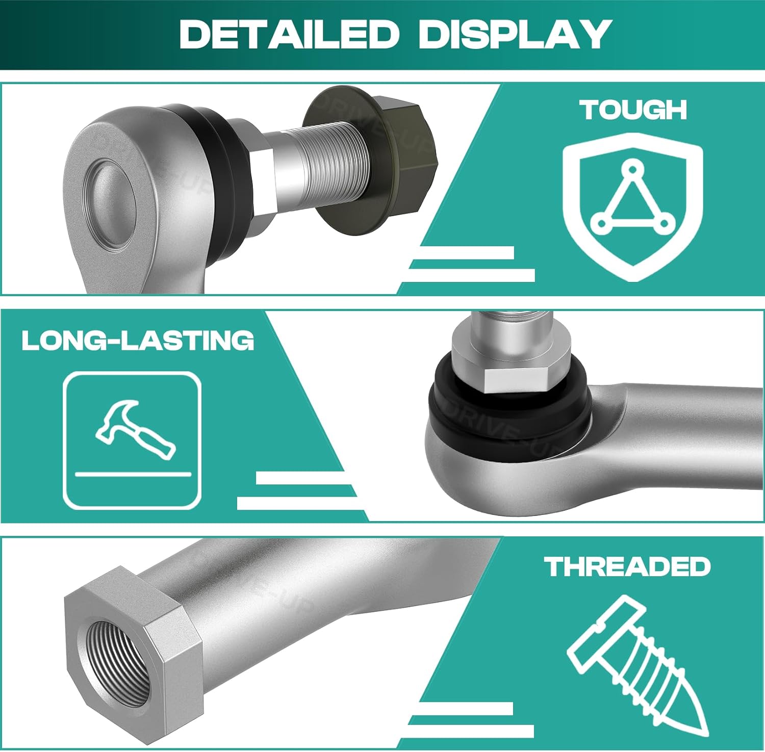 Club Car Tie Rod Ends, Precedent End Set Fits for 2004-Up and Tempo 2018-Up Gas or Electric Golf Carts, OEM V1259-DP01-A-5433
