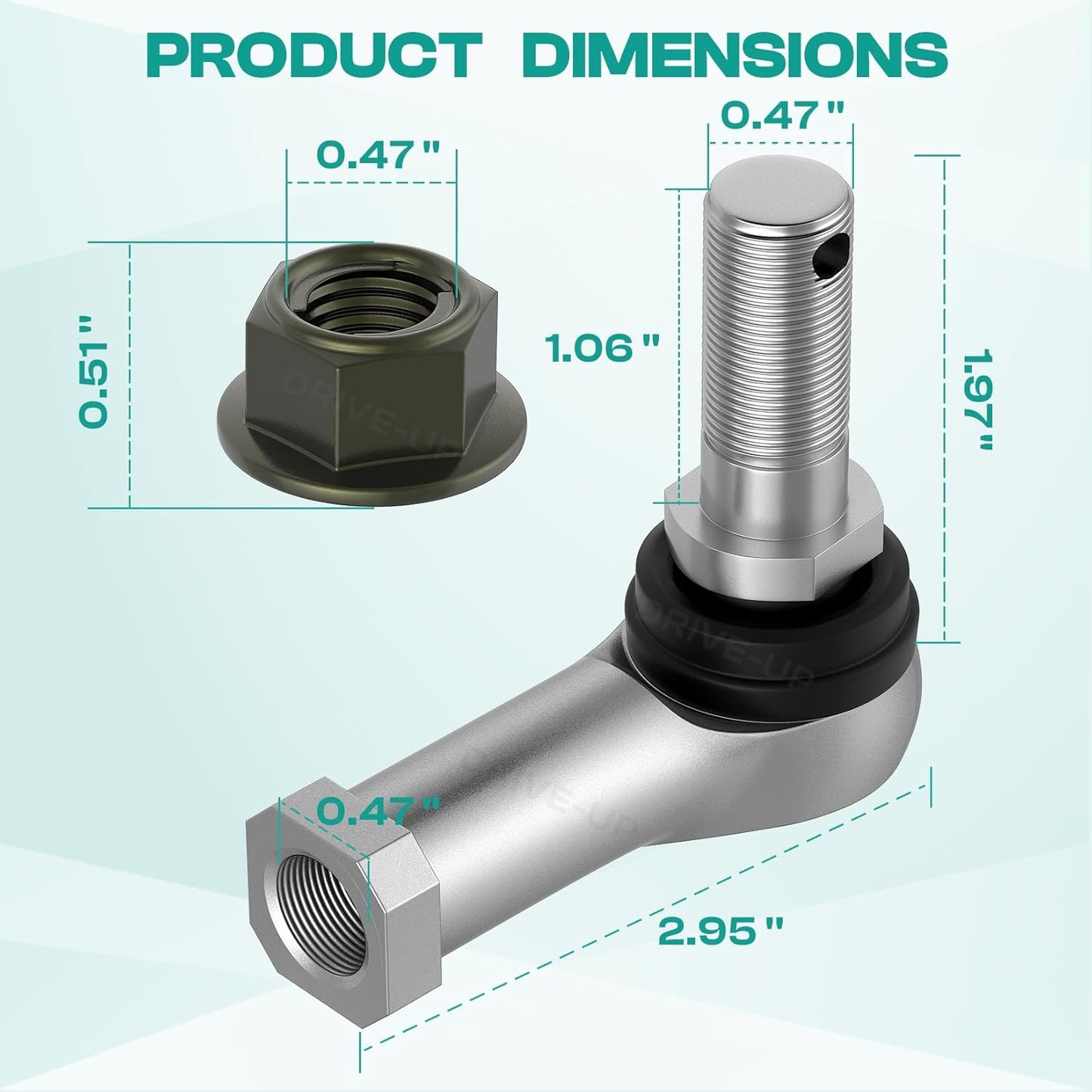 Club Car Tie Rod Ends, Precedent End Set Fits for 2004-Up and Tempo 2018-Up Gas or Electric Golf Carts, OEM V1259-DP01-A-5433