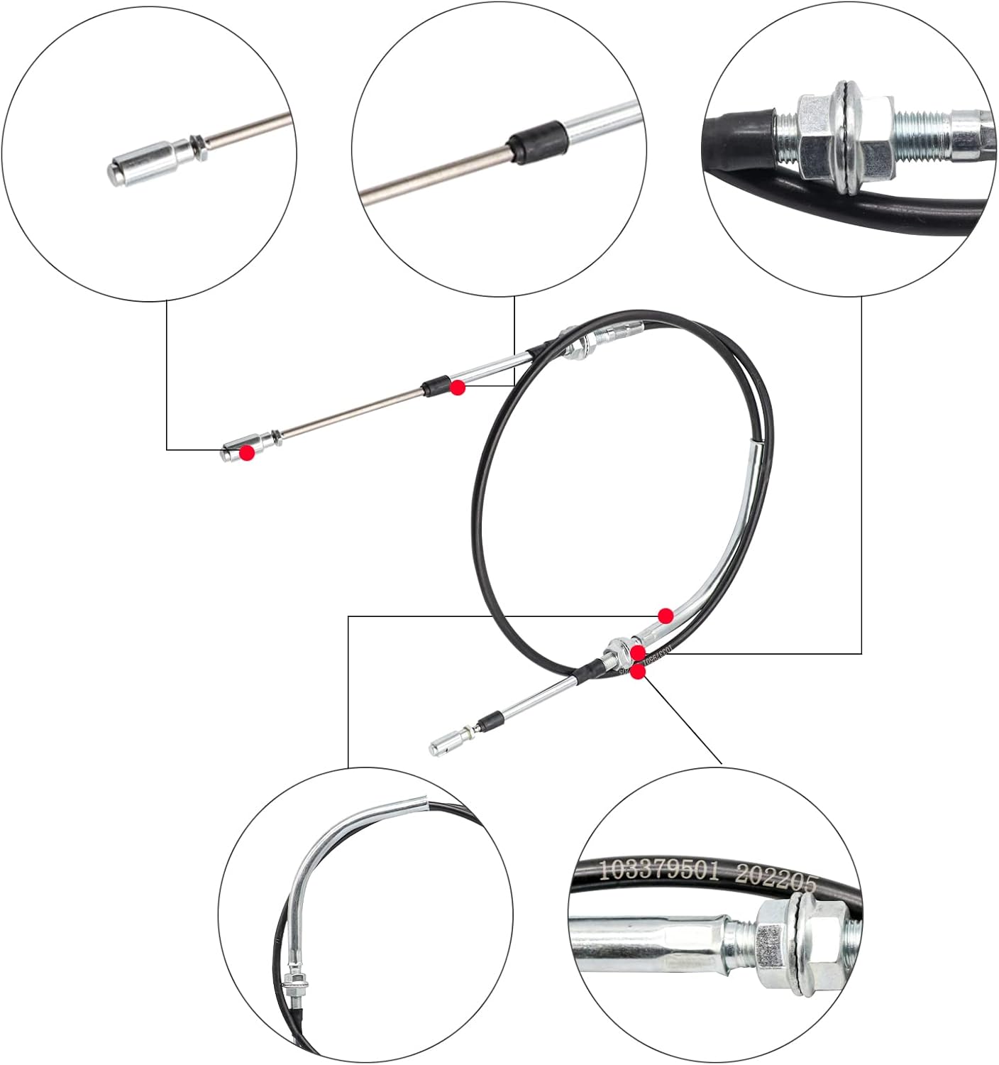 Golf Cart Transmission Shift Forward Reverse Cable for 1998-2003 Club Car DS Carts, OEM 101951501 103379501 - V1259-DP01-A-5442