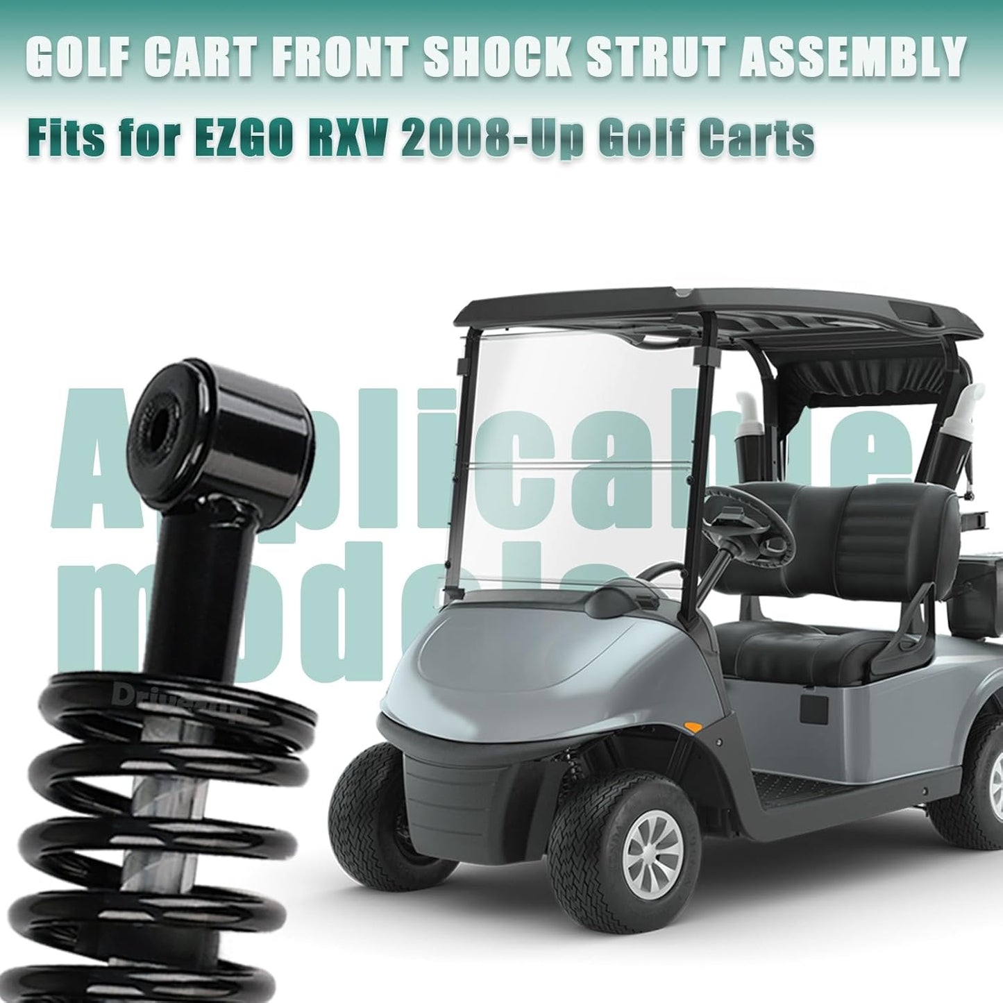 Golf Cart Front Shock Strut Assembly, EZGO Driver Side and Passenger Shocks Fits for RXV 2008-Up Carts, OEM V1259-DP01-A-5457