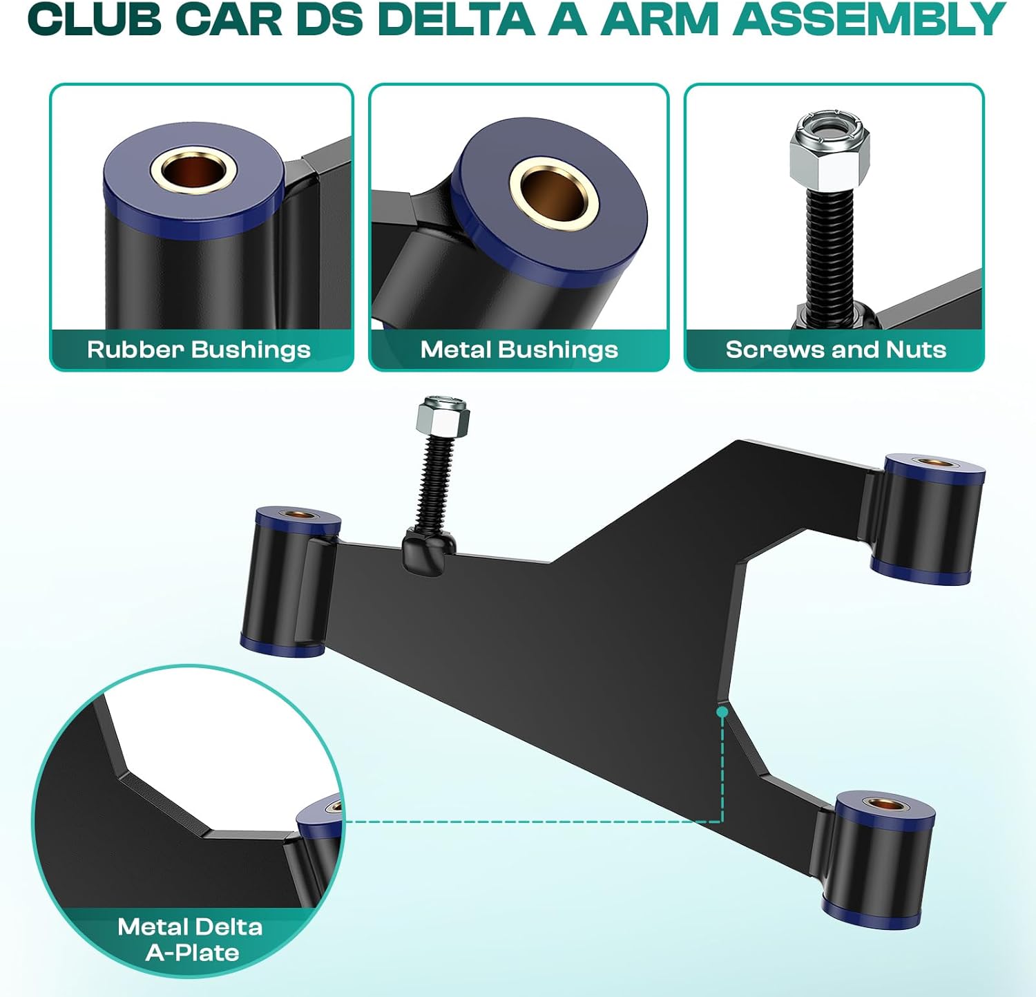 Golf Cart Delta A-Plate Sub Assembly for Club Car DS 1993-UP Gas and Electric Carts OEM 1016353 2 Pcs - V1259-DP01-A-5459