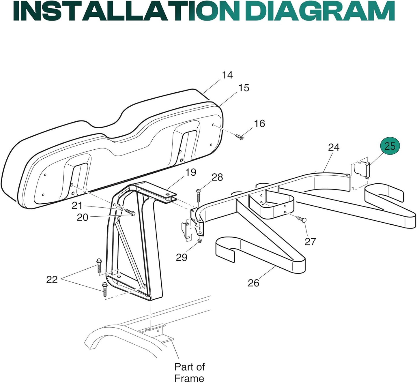 Golf Cart Bag Rack Strap Buckle, for Most Club Car EZGO Rear Seat Attachment Holder Bracket with Strap, OEM V1259-DP01-A-5462
