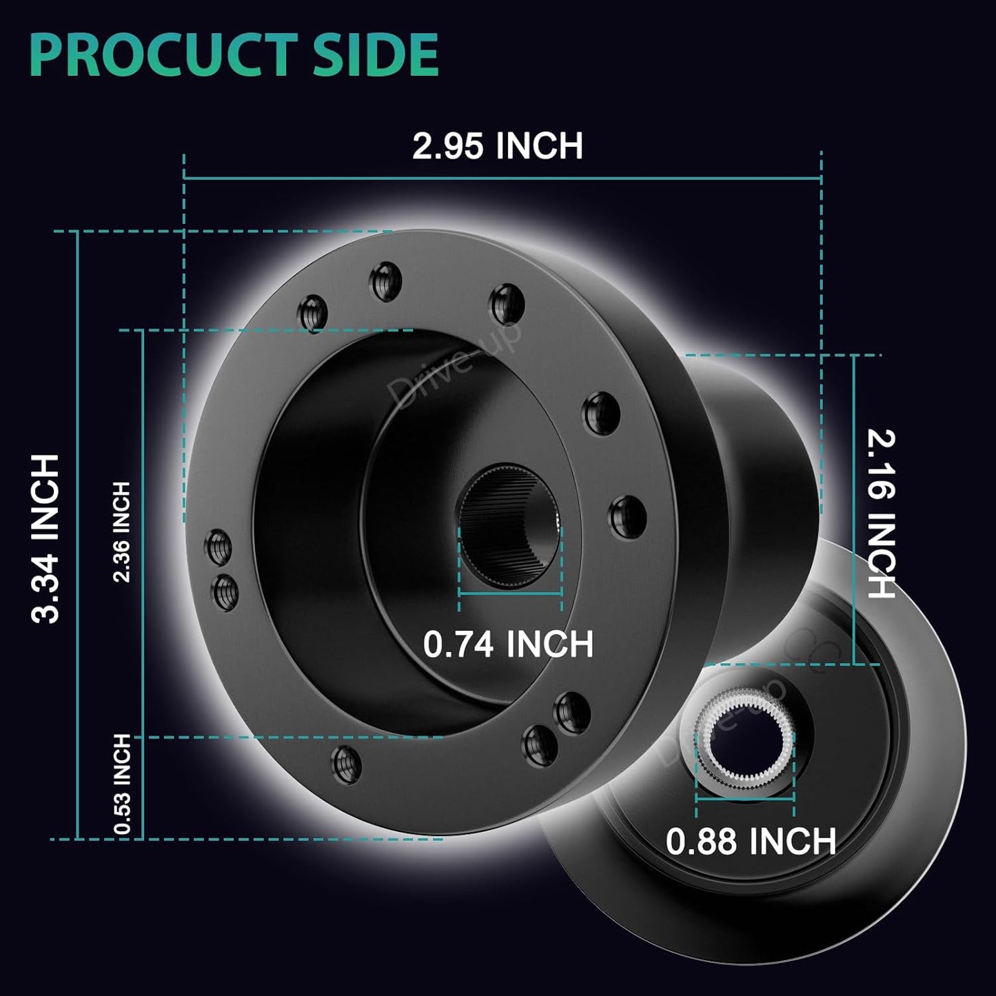 Golf Cart Steering Wheel Adapter for Club Car DS Cart-Black - V1259-DP01-A-5485