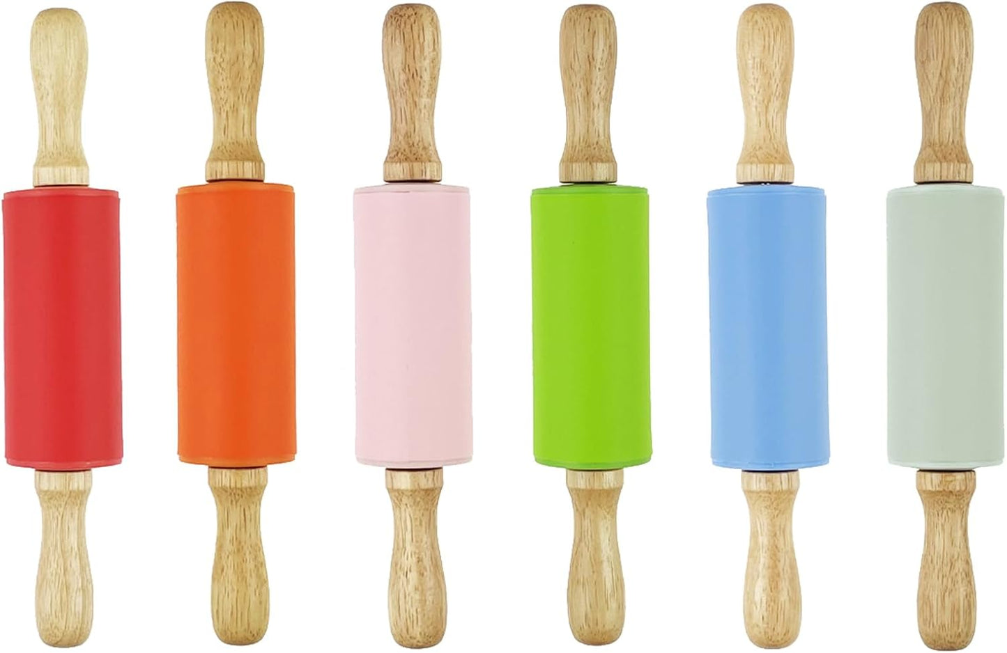 6 Pack Mini Small Rolling Pin for Kids, Kids Wooden Handle (9 Inch) 9 Inch V1259-DP01-A-549