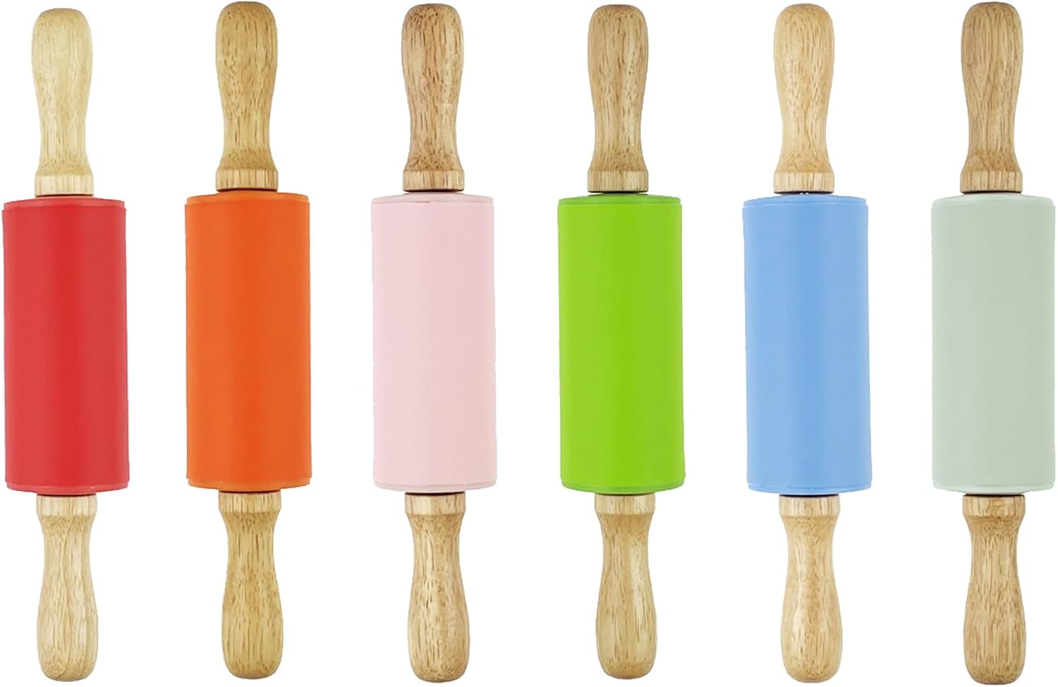 6 Pack Mini Small Rolling Pin for Kids, Kids Wooden Handle (9 Inch) 9 Inch V1259-DP01-A-549