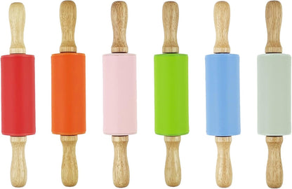 6 Pack Mini Small Rolling Pin for Kids, Kids Wooden Handle (9 Inch) 9 Inch V1259-DP01-A-549