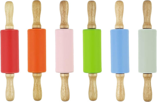 6 Pack Mini Small Rolling Pin for Kids, Kids Wooden Handle (9 Inch) 9 Inch V1259-DP01-A-549