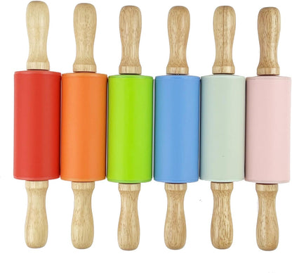 6 Pack Mini Small Rolling Pin for Kids, Kids Wooden Handle (9 Inch) 9 Inch V1259-DP01-A-549