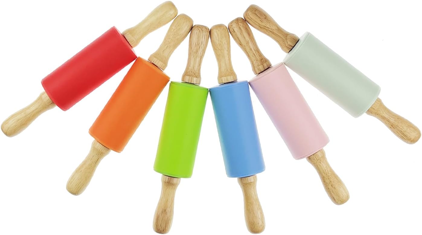 6 Pack Mini Small Rolling Pin for Kids, Kids Wooden Handle (9 Inch) 9 Inch V1259-DP01-A-549
