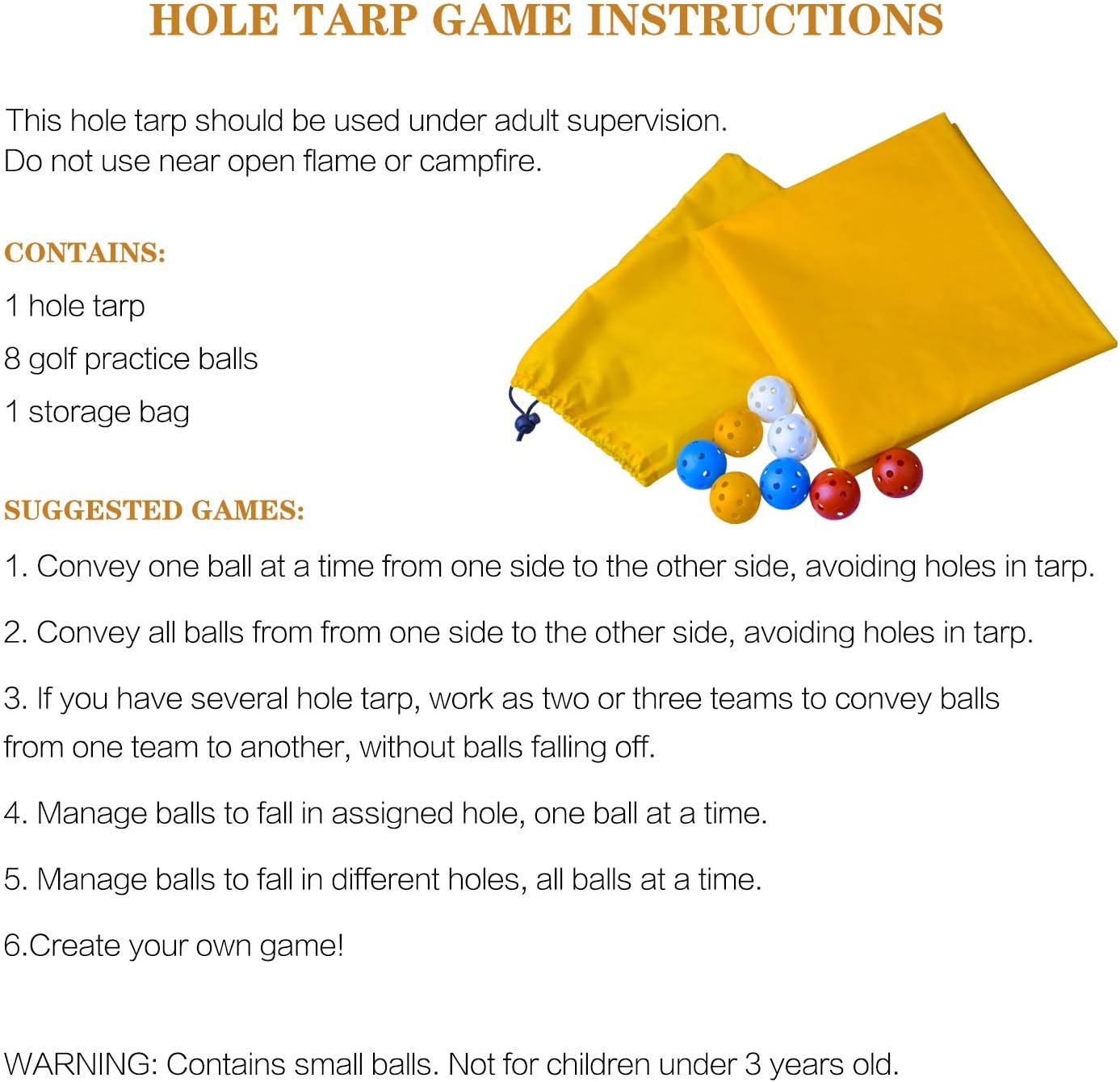 Hole Tarp Team Building Exercise Activities Games Teamwork Group Learning Fun Playing Yellow - 85''Lx57''W V1259-DP01-A-5498
