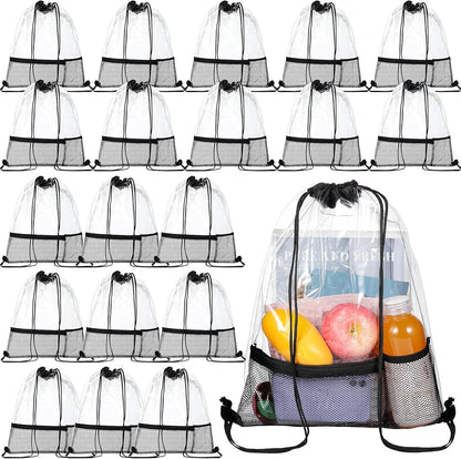 20 Pack Clear Drawstring Bags Bulk Stadium Approved Backpack for Sport Events Concerts Travel Beach - V1259-DP01-A-5506