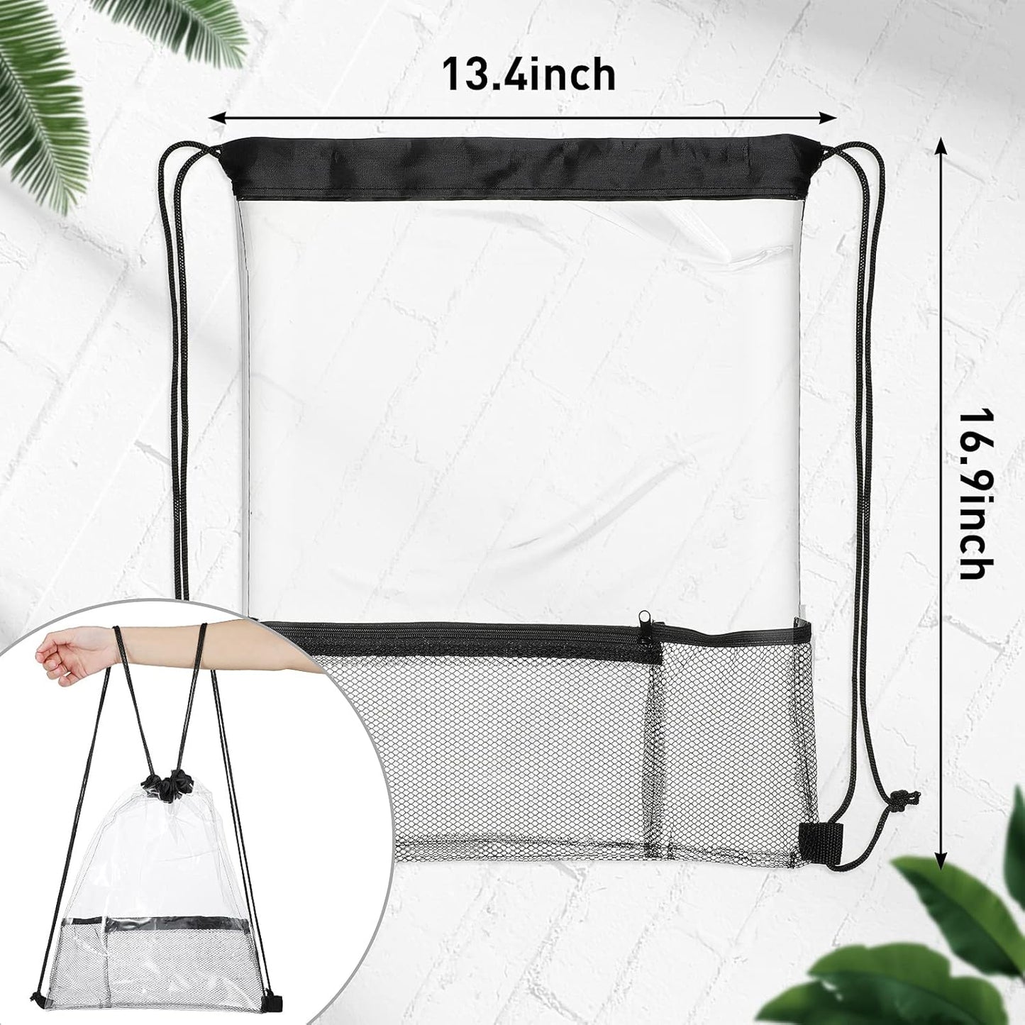 20 Pack Clear Drawstring Bags Bulk Stadium Approved Backpack for Sport Events Concerts Travel Beach - V1259-DP01-A-5506