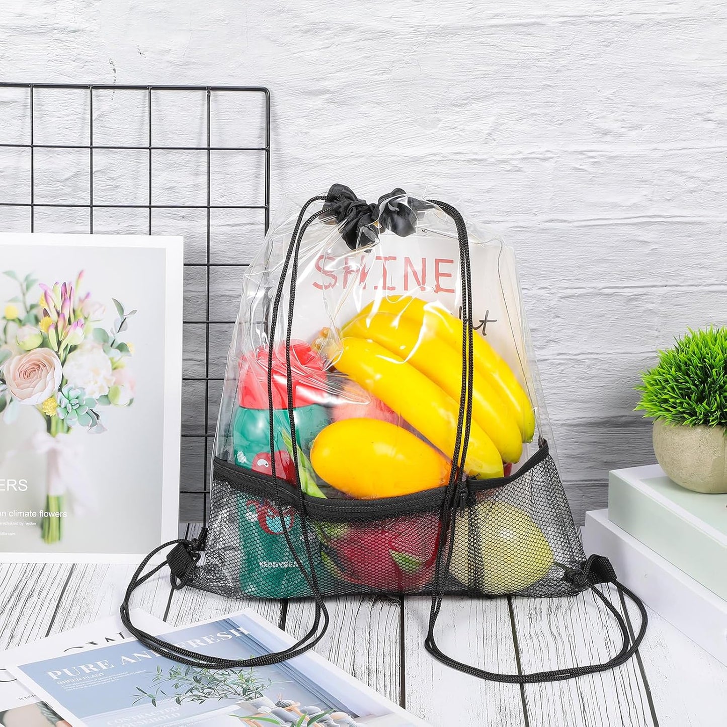 20 Pack Clear Drawstring Bags Bulk Stadium Approved Backpack for Sport Events Concerts Travel Beach - V1259-DP01-A-5506