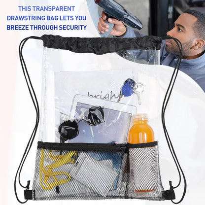 20 Pack Clear Drawstring Bags Bulk Stadium Approved Backpack for Sport Events Concerts Travel Beach - V1259-DP01-A-5506