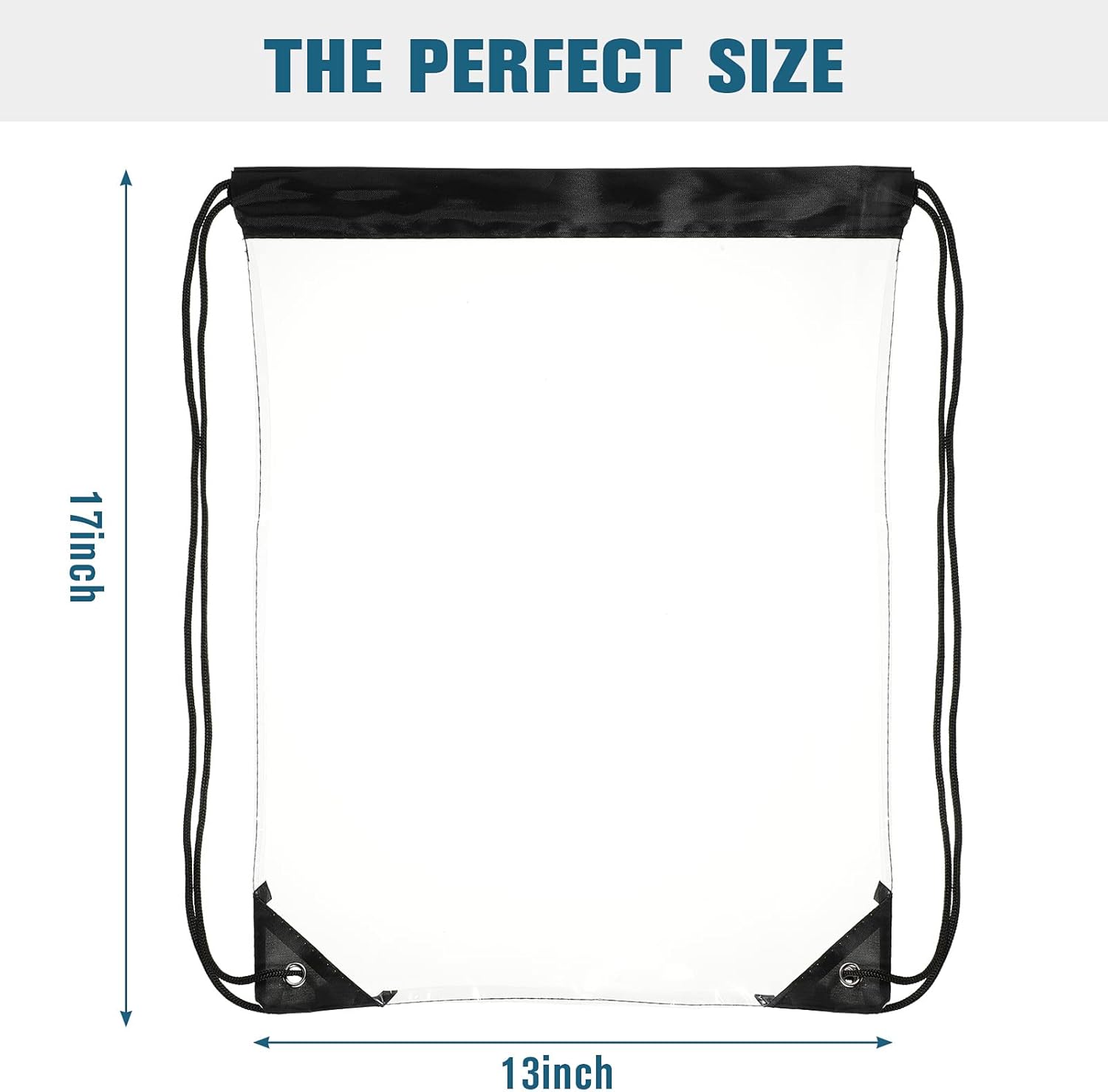 15 Pieces PVC Clear Drawstring Bag Small Waterproof Plastic Backpack For Stadiums Sporting Events (Black) V1259-DP01-A-5507