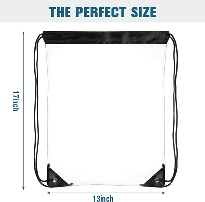15 Pieces PVC Clear Drawstring Bag Small Waterproof Plastic Backpack For Stadiums Sporting Events (Black) V1259-DP01-A-5507