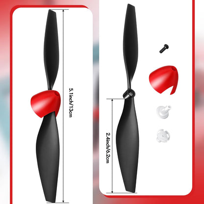 6 Sets Spare Rc Plane Propellers Airplane Carbon Fiber Nose Cone Compatible with Tr-p51 4 Channel Remote V1259-DP01-A-5511