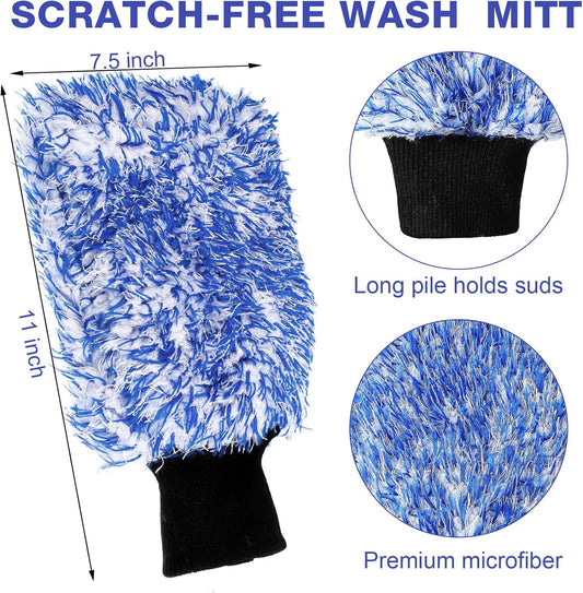 12 Pcs Microfiber Car Wash Mitts, Scratch Free Ultra Absorbent Sponge Glove Cleaner Mitts for Wheel Trucks V1259-DP01-A-5518