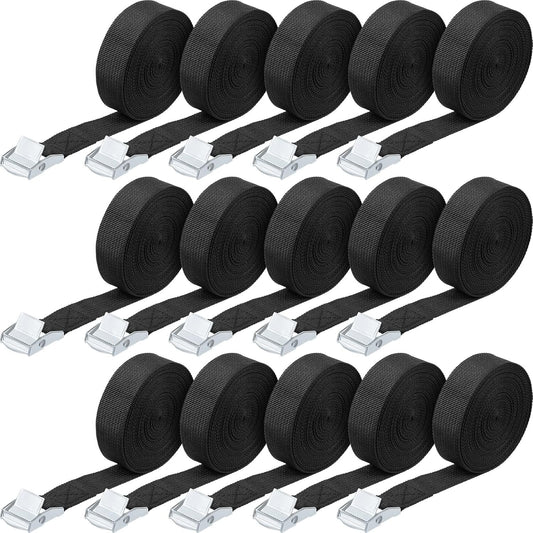 15 Pack 6.5 Feet Lashing Straps Adjustable Kayaks Tie Down Cam Buckle with Buckles up to 250lbs for Cargo, V1259-DP01-A-5524