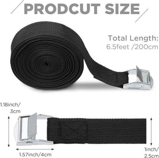 15 Pack 6.5 Feet Lashing Straps Adjustable Kayaks Tie Down Cam Buckle with Buckles up to 250lbs for Cargo, V1259-DP01-A-5524