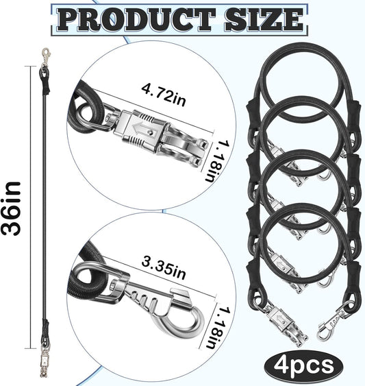 4 Pack Bungee Cross Ties Set Horse Trailer Tie Straps Bulk Cords with Snaps for Accessories, 36 Inch Long V1259-DP01-A-5532