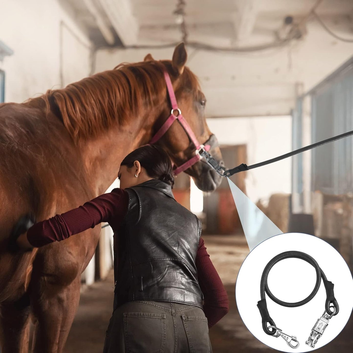 4 Pack Bungee Cross Ties Set Horse Trailer Tie Straps Bulk Cords with Snaps for Accessories, 36 Inch Long V1259-DP01-A-5532