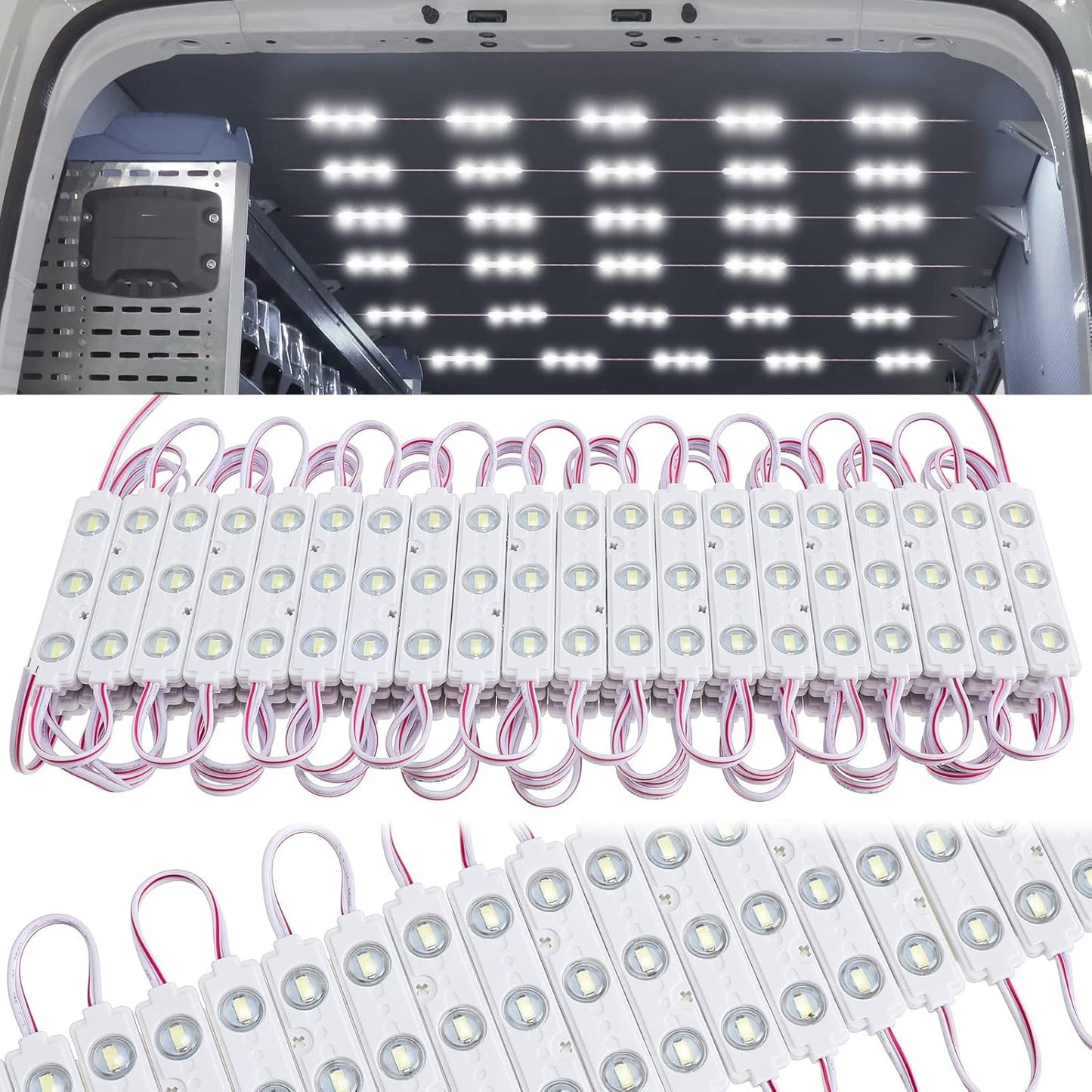 12V 300 LEDs Interior Van Light, White LED Ceiling Lighting Kits for RV Truck Boats Bus Cargo Trailers V1259-DP01-A-5539