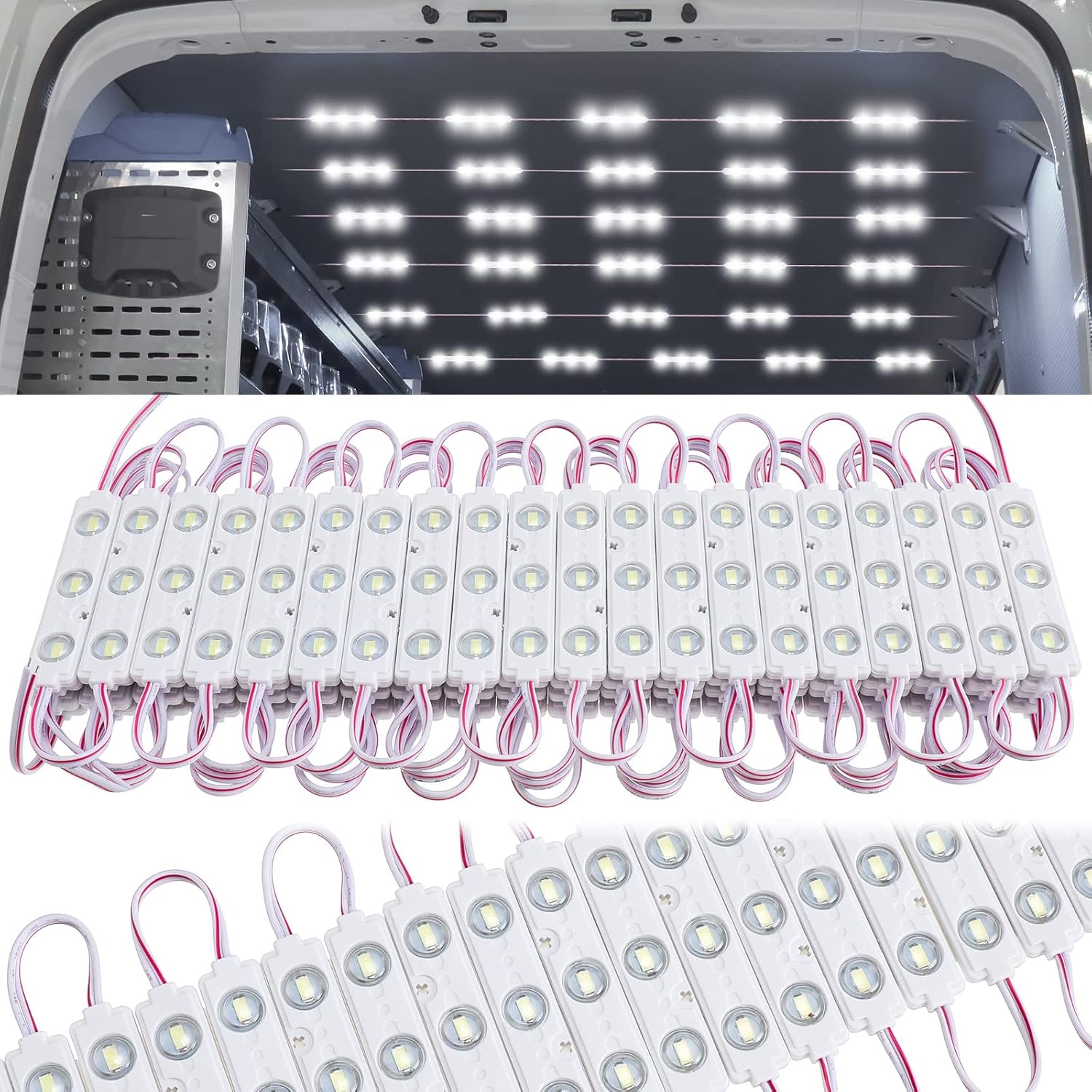 12V 300 LEDs Interior Van Light, White LED Ceiling Lighting Kits for RV Truck Boats Bus Cargo Trailers V1259-DP01-A-5539