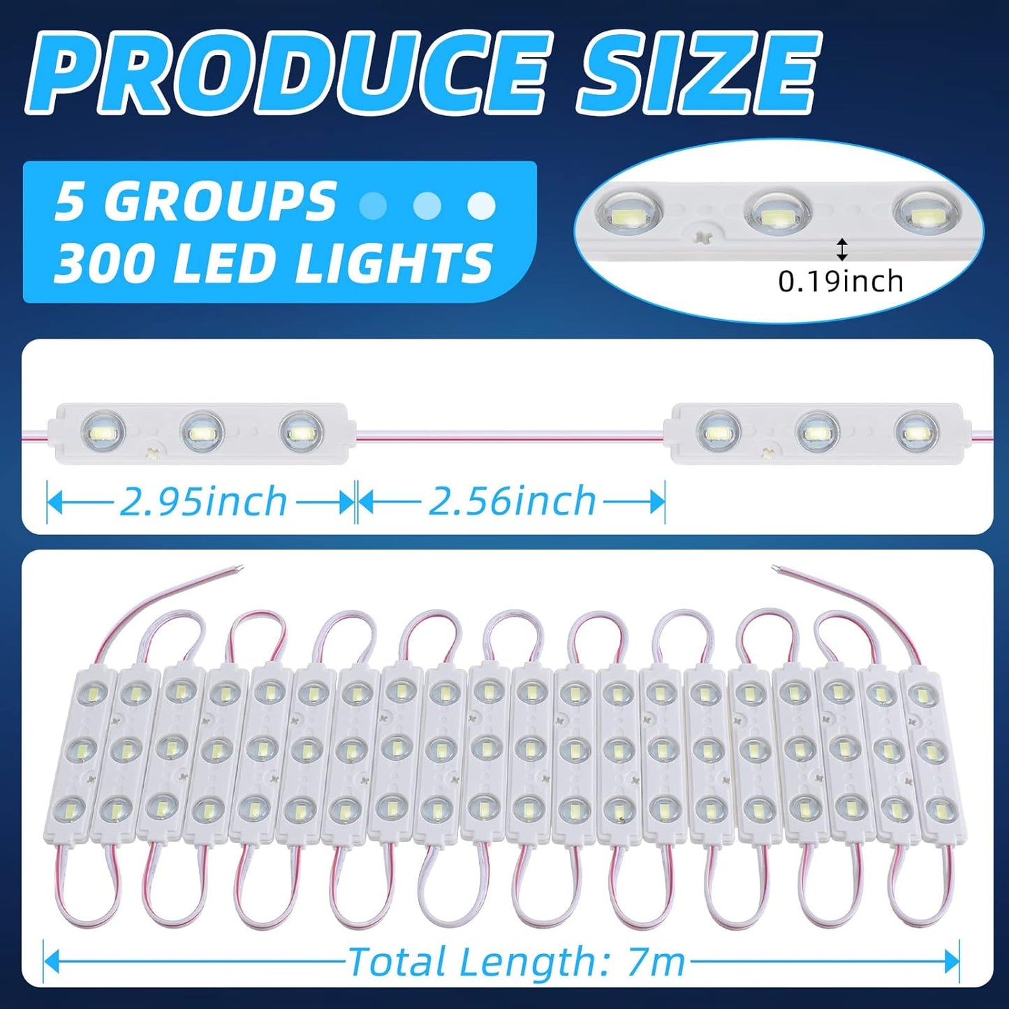 12V 300 LEDs Interior Van Light, White LED Ceiling Lighting Kits for RV Truck Boats Bus Cargo Trailers V1259-DP01-A-5539