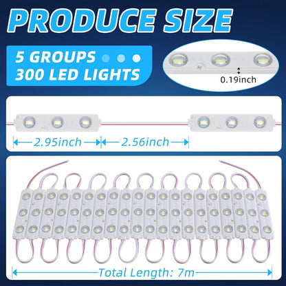 12V 300 LEDs Interior Van Light, White LED Ceiling Lighting Kits for RV Truck Boats Bus Cargo Trailers V1259-DP01-A-5539