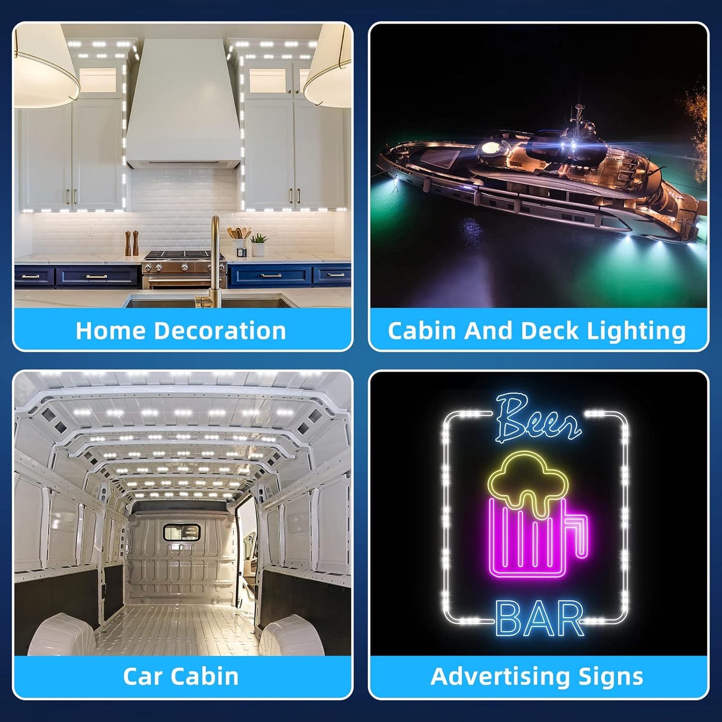 12V 300 LEDs Interior Van Light, White LED Ceiling Lighting Kits for RV Truck Boats Bus Cargo Trailers V1259-DP01-A-5539