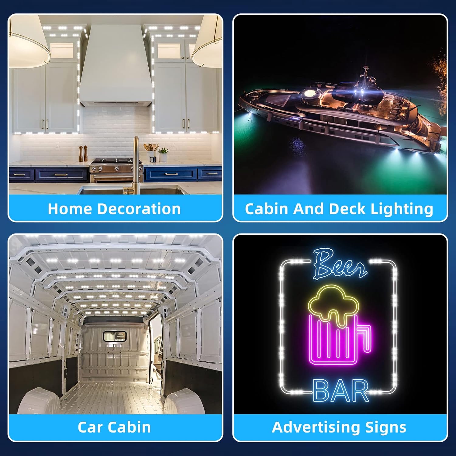 12V 300 LEDs Interior Van Light, White LED Ceiling Lighting Kits for RV Truck Boats Bus Cargo Trailers V1259-DP01-A-5539