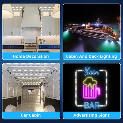 12V 300 LEDs Interior Van Light, White LED Ceiling Lighting Kits for RV Truck Boats Bus Cargo Trailers V1259-DP01-A-5539