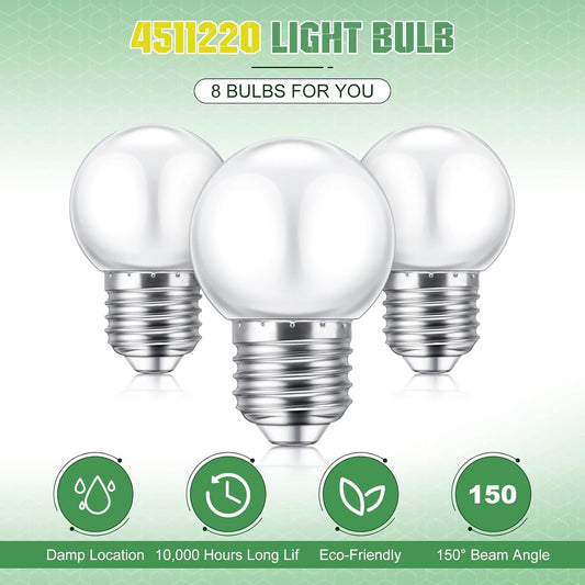 LED Night Light Bulb 1 Watt Low Wattage Bulbs 7.5 Equivalent 4511220 Lighting S11 White Lightbulb Small Globe V1259-DP01-A-5552