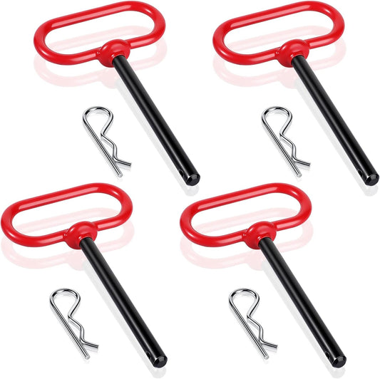 4 Pcs 3/8 x Inch Handle Hitch Pin for Tractor Trailer and Clip Tow Accessories Farm,Tractor,Turn Mower, V1259-DP01-A-5555