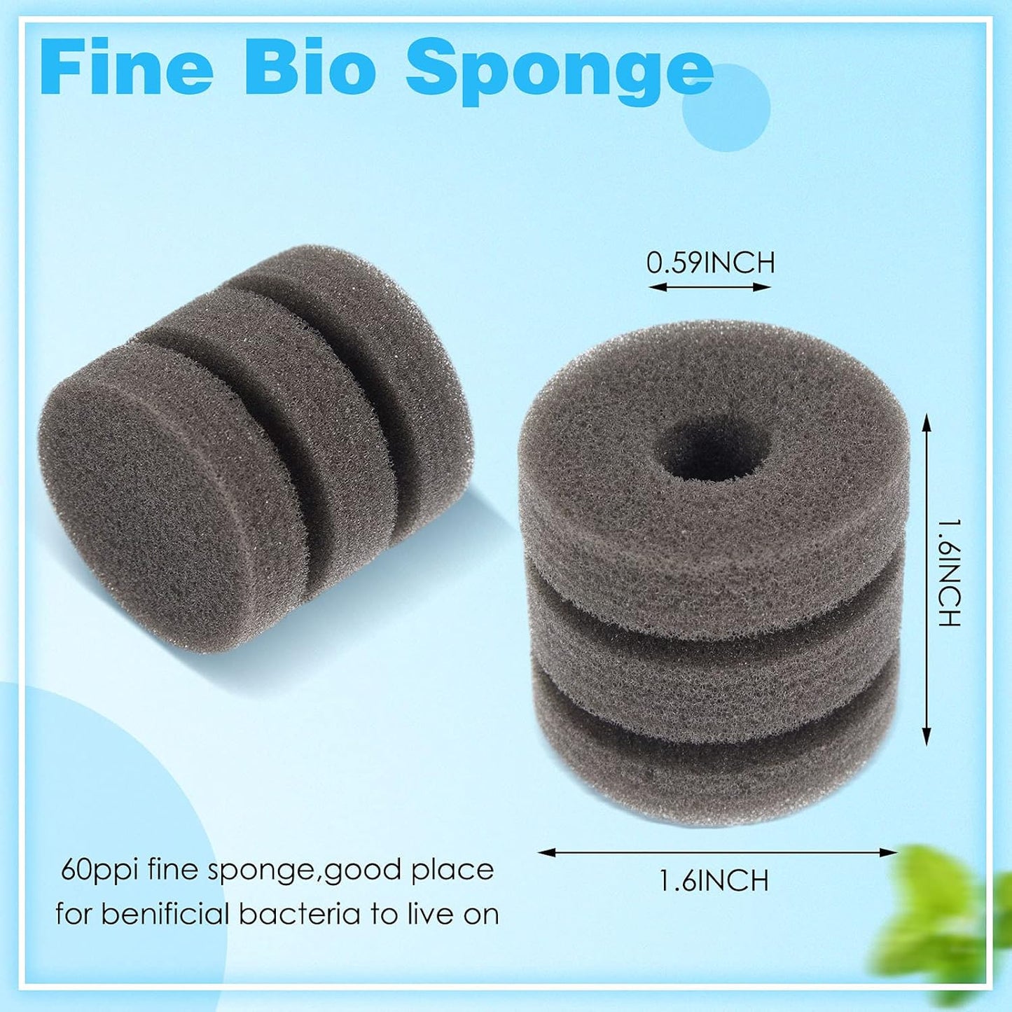 2 Pieces Mini Aquarium Single Sponge Filter Submersible Foam Quiet for Small Fish Tank 0.5-5 Gallon Fixed V1259-DP01-A-5564