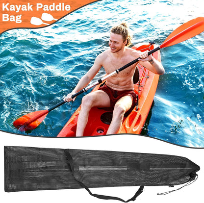 2 Pieces Drawstring Mesh Kayak Paddle Bag With Adjustable Shoulder Strap - Portable Storage for Long Boat V1259-DP01-A-5565