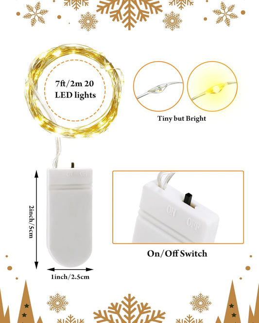 7ft 20 Fairy Lights Battery Operated [3 Styles], LED String Bulk Waterproof for Christmas Mason Jars Wedding V1259-DP01-A-5567